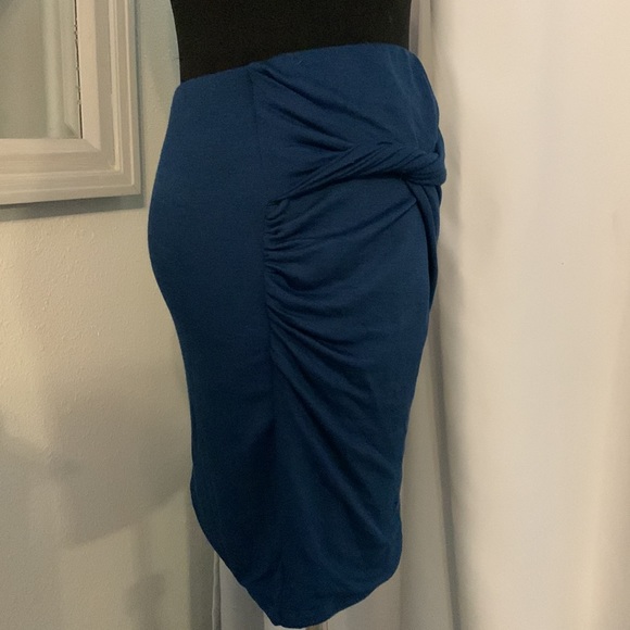 Free People Twist Mini Skirt | Blue | Ruched | Twist Front | SZ Small Petite - Picture 5 of 11